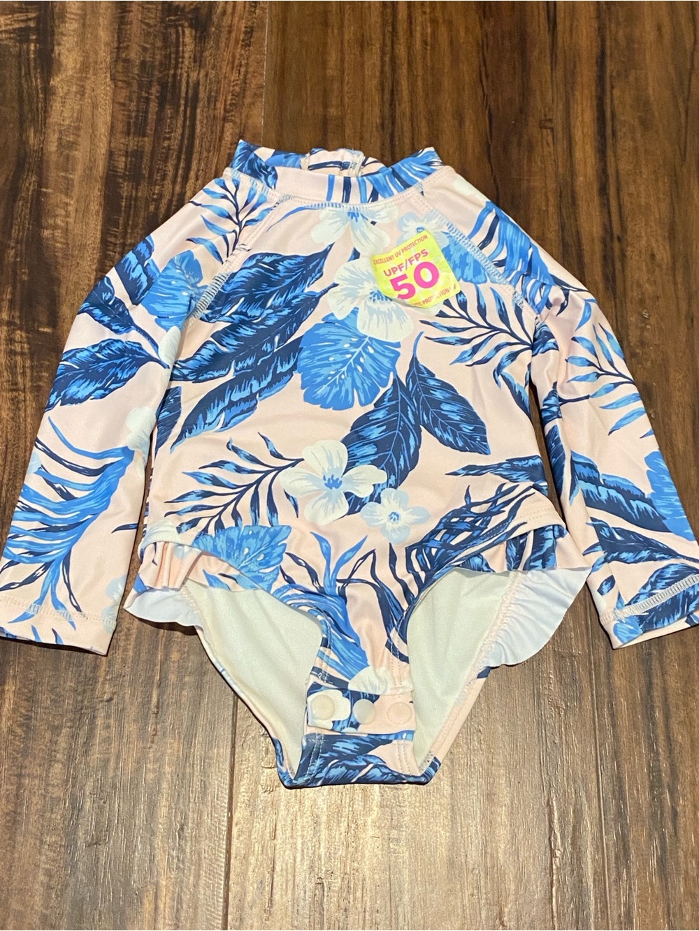 Tommy Bahama Kids Long Sleeve Rashguard - Pink and Blue Floral